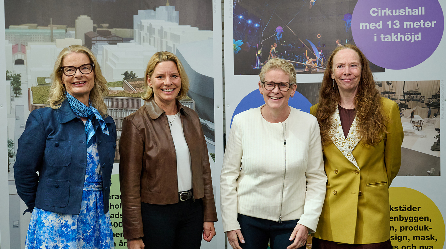 Lotta Edholm, Gymnasie-, högskole- och forskningsminister, Annica Ånäs, VD Atrium Ljungberg, Karin Wanngård, Finansborgarråd Stockholms stad, Ellen Røed, Rektor SKH_1440_fotoPerBolkertSKH.jpg